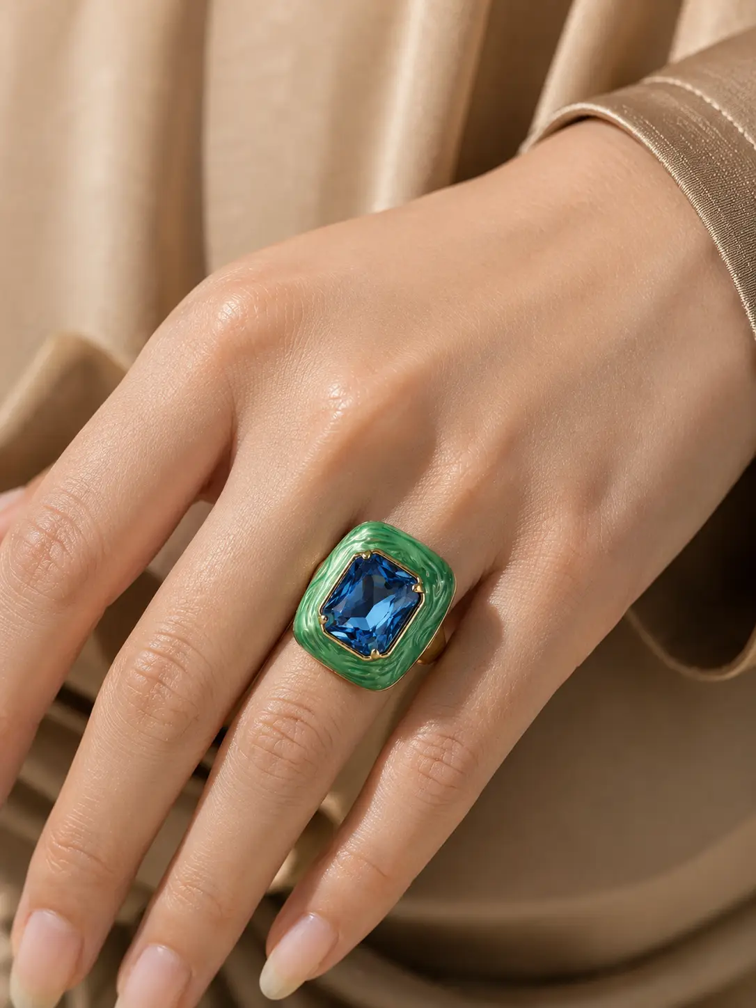 Aurelia Sculpted Gem Statement Ring - Image 2