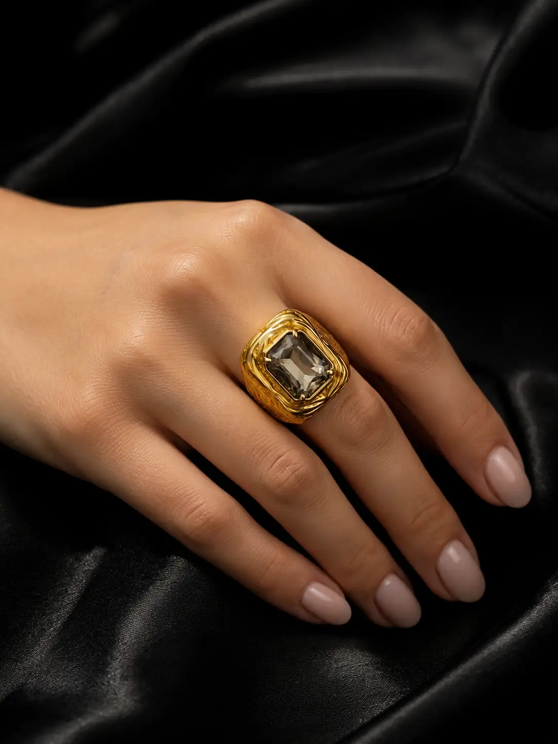 Aurelia Sculpted Gem Statement Ring