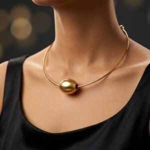 Sculpted Orb Gold Collar Necklace