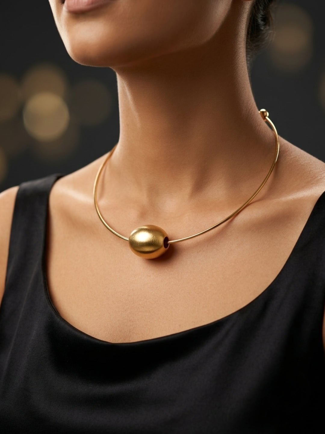 Sculpted Orb Gold Collar Necklace