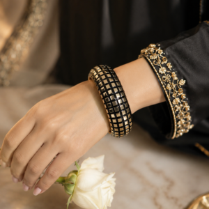Noir Grid Statement Bangle