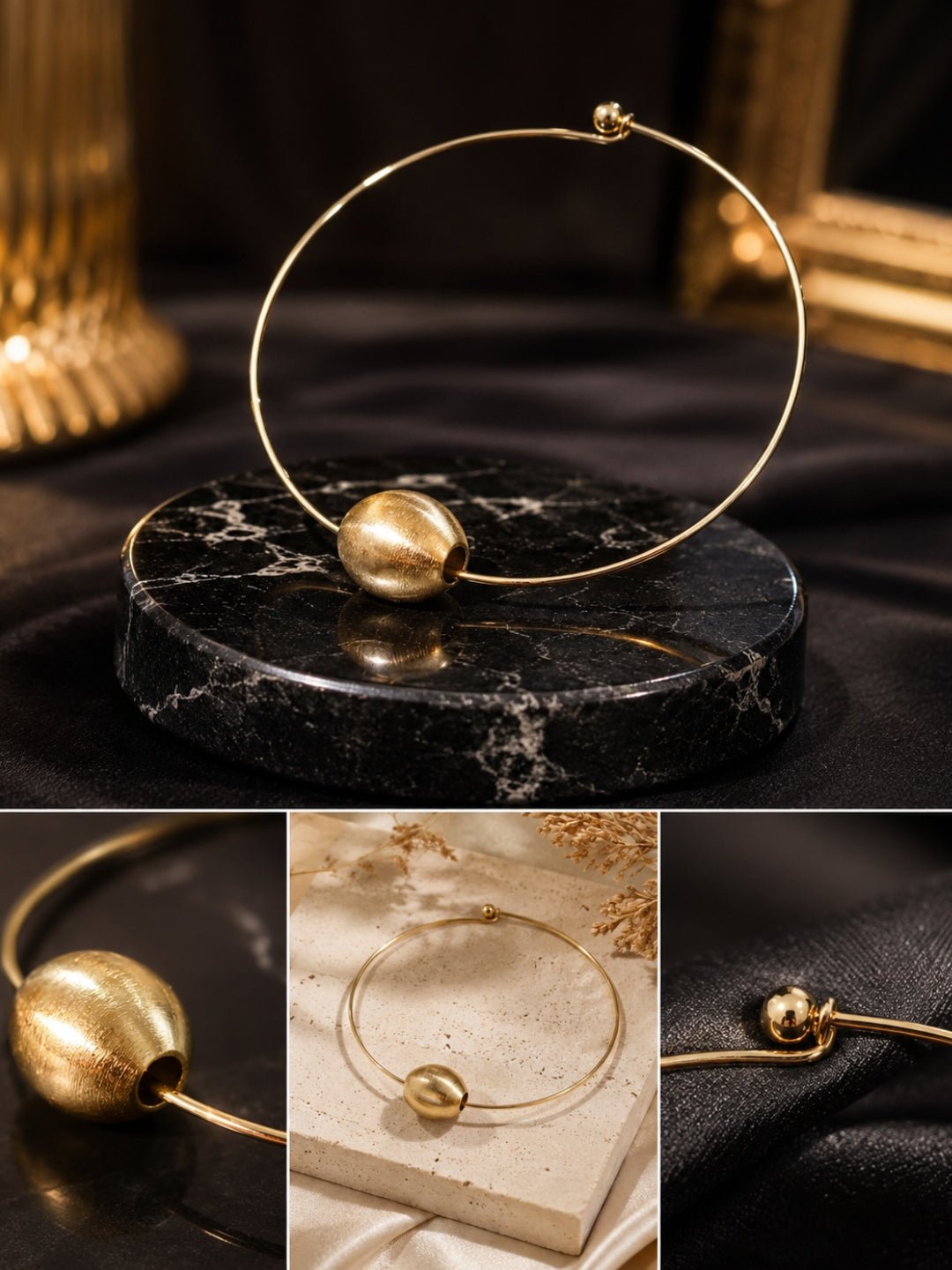 Sculpted Orb Gold Collar Necklace - Image 2