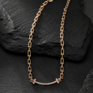 Crystal Arc Gold Link Necklace