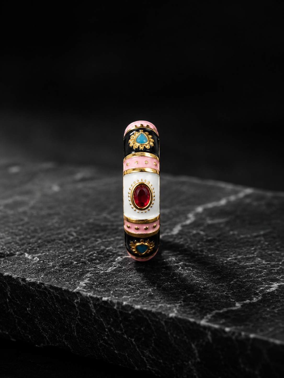 Boho Mosaic Enamel Band Ring - Image 3