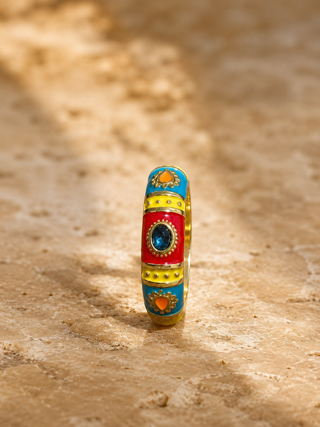 Boho Mosaic Enamel Band Ring - Image 4