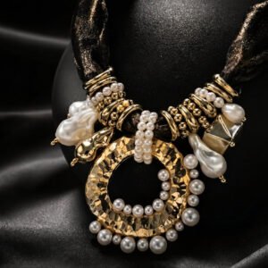 Pearl Charm Statement Necklace