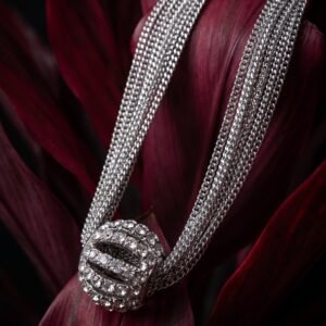 Crystal Multi-Strand Silver Necklace